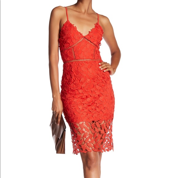 red lace slip dress
